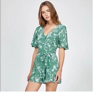 Anthropologie Greylin Clarissa Green Floral Romper